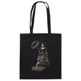 Steampunk-Lady mit Oktopus (sw) - Baumwolltasche
