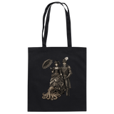 Steampunk-Paar mit Oktopus (sw) - Baumwolltasche
