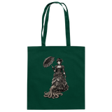 Steampunk-Lady mit Oktopus (sw) - Baumwolltasche