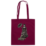 Steampunk-Lady mit Oktopus (sw) - Baumwolltasche