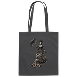 Steampunk-Lady mit Oktopus (sw) - Baumwolltasche