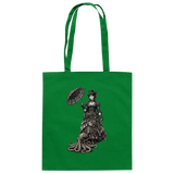 Steampunk-Lady mit Oktopus (sw) - Baumwolltasche