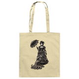 Steampunk-Lady mit Oktopus (sw) - Baumwolltasche