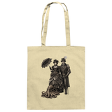 Steampunk-Paar mit Oktopus (sw) - Baumwolltasche