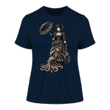 Steampunk-Lady mit Oktopus (sw) - Fitted Ladies Organic Shirt