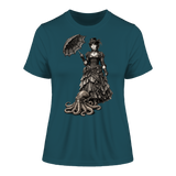 Steampunk-Lady mit Oktopus (sw) - Fitted Ladies Organic Shirt