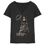 Steampunk-Lady mit Oktopus (sw) - Ladies V-Neck Shirt