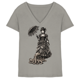 Steampunk-Lady mit Oktopus (sw) - Ladies V-Neck Shirt