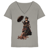 Steampunk-Lady mit Oktopus - Ladies V-Neck Shirt