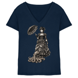 Steampunk-Lady mit Oktopus (sw) - Ladies V-Neck Shirt