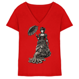 Steampunk-Lady mit Oktopus (sw) - Ladies V-Neck Shirt