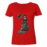 Steampunk-Lady mit Oktopus (sw) - Ladies V-Neck Shirt