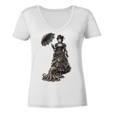 Steampunk-Lady mit Oktopus (sw) - Ladies V-Neck Shirt