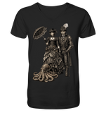 Steampunk-Paar mit Oktopus (sw) - Mens Organic V-Neck Shirt