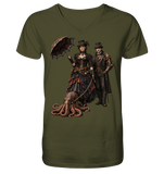 Steampunk-Paar mit Oktopus - V-Neck Shirt