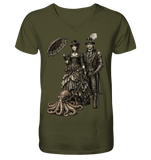 Steampunk-Paar mit Oktopus (sw) - V-Neck Shirt