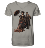 Steampunk-Paar mit Oktopus - V-Neck Shirt
