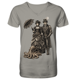 Steampunk-Paar mit Oktopus (sw) - V-Neck Shirt