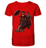 Steampunk-Paar mit Oktopus - V-Neck Shirt