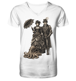 Steampunk-Paar mit Oktopus (sw) - V-Neck Shirt