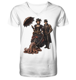 Steampunk-Paar mit Oktopus - V-Neck Shirt