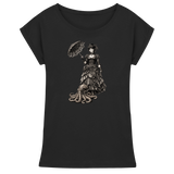 Steampunk-Lady mit Oktopus (sw) - Womens Extended Shoulder T-Shirt