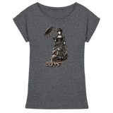 Steampunk-Lady mit Oktopus (sw) - Womens Extended Shoulder T-Shirt