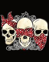 3 Rockabilly Skulls - f - Premium Shirt
