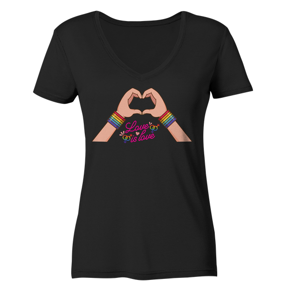 Pride Day - Love is Love 001 - Ladies Organic V-Neck Shirt