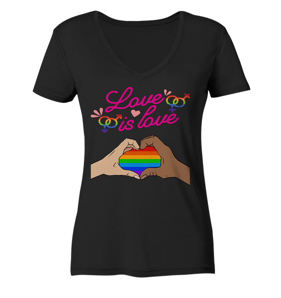 Pride Day - Love is Love 002 - Ladies Organic V-Neck Shirt