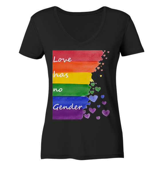 Pride Day - Love has no Gender 001 - Ladies Organic V-Neck Shirt